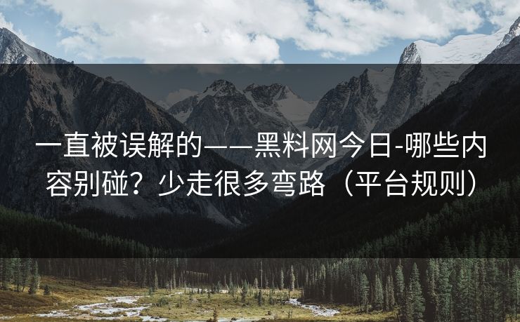 一直被误解的——黑料网今日-哪些内容别碰？少走很多弯路（平台规则）