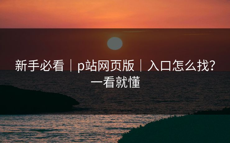 新手必看｜p站网页版｜入口怎么找？一看就懂