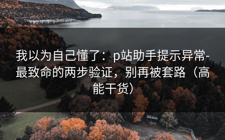 我以为自己懂了：p站助手提示异常-最致命的两步验证，别再被套路（高能干货）