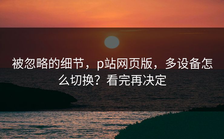 被忽略的细节，p站网页版，多设备怎么切换？看完再决定