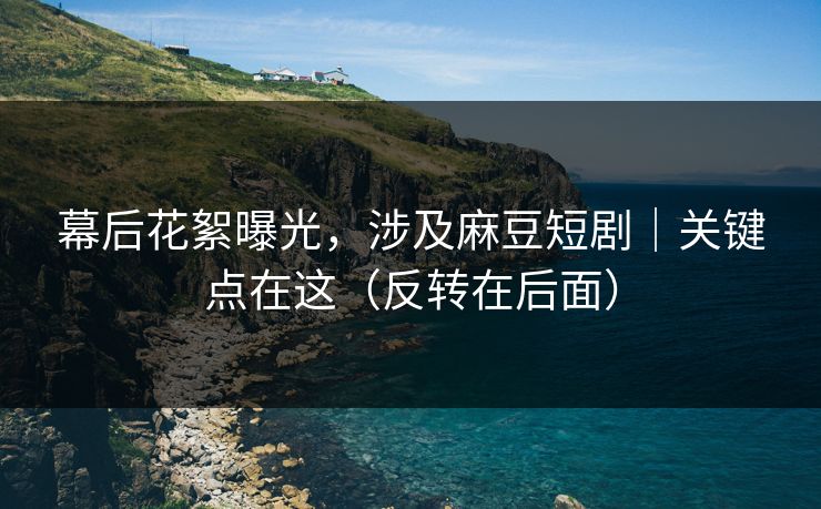 幕后花絮曝光，涉及麻豆短剧｜关键点在这（反转在后面）
