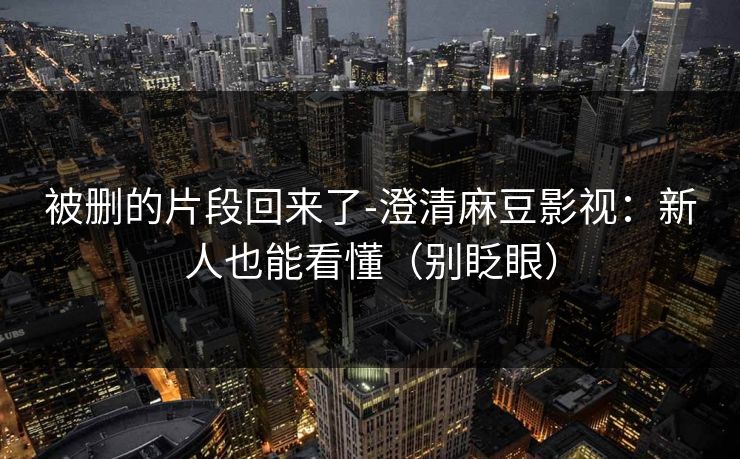 被删的片段回来了-澄清麻豆影视：新人也能看懂（别眨眼）