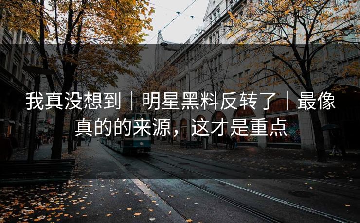我真没想到｜明星黑料反转了｜最像真的的来源，这才是重点