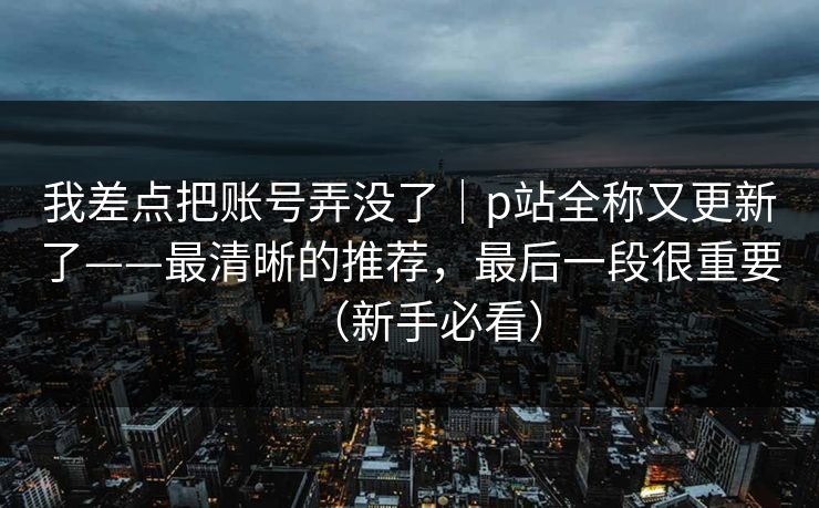 我差点把账号弄没了｜p站全称又更新了——最清晰的推荐，最后一段很重要（新手必看）