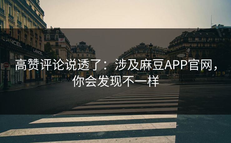高赞评论说透了：涉及麻豆APP官网，你会发现不一样