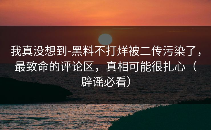 我真没想到-黑料不打烊被二传污染了,最致命的评论区,真相可能很扎心(辟谣必看)