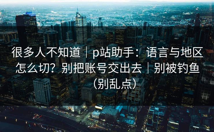 很多人不知道｜p站助手：语言与地区怎么切？别把账号交出去｜别被钓鱼（别乱点）