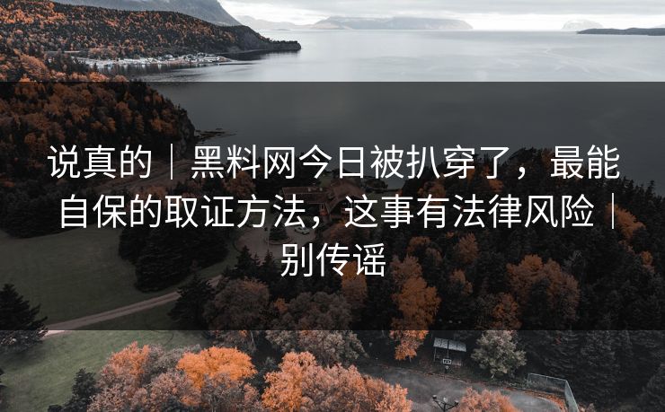 说真的｜黑料网今日被扒穿了，最能自保的取证方法，这事有法律风险｜别传谣