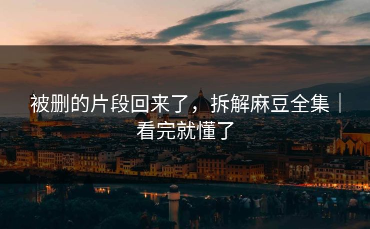 被删的片段回来了，拆解麻豆全集｜看完就懂了