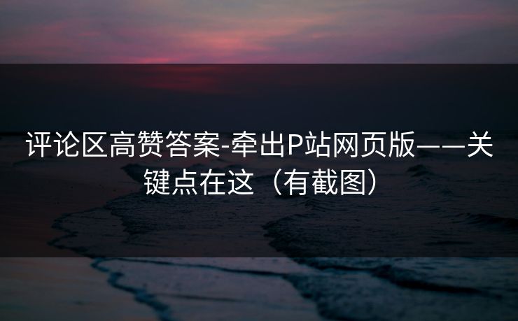 评论区高赞答案-牵出P站网页版——关键点在这（有截图）