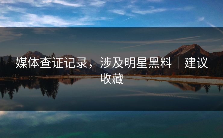 媒体查证记录，涉及明星黑料｜建议收藏