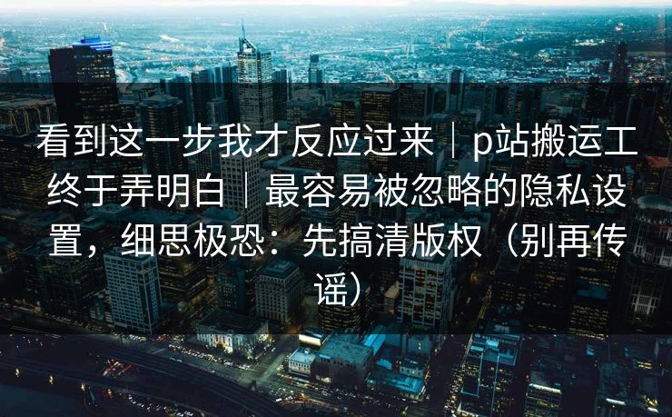 看到这一步我才反应过来｜p站搬运工终于弄明白｜最容易被忽略的隐私设置，细思极恐：先搞清版权（别再传谣）