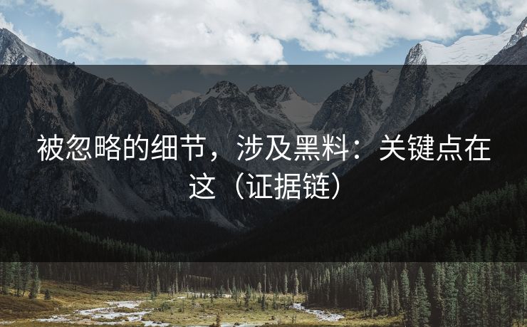 被忽略的细节，涉及黑料：关键点在这（证据链）