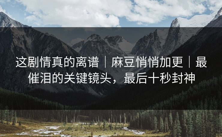 这剧情真的离谱｜麻豆悄悄加更｜最催泪的关键镜头，最后十秒封神